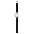 Emporio Armani Gianni T-Bar Mother of Pearl Dial Black Leather Strap Watch For Women - AR11295