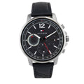 Tommy Hilfiger London Chronograph Grey Dial Black Leather Strap Watch for Men - 1791533