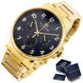 Tommy Hilfiger Daniel Chronograph Blue Dial Gold Steel Strap Watch for Men - 1710384