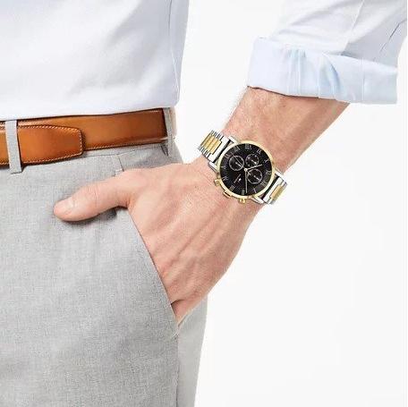 Tommy Hilfiger Analog Black Dial Two Tone Steel Strap Watch for Men - 1791539