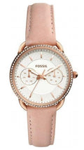 Fossil Tailor Quartz White Dial Pink Leather Strap Watch for Women - ES4393