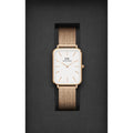 Daniel Wellington Quadro Pressed Melrose White Dial Rose Gold Mesh Strap Watch For Women - DW00100465
