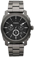 Fossil Machine Chronograph Black Dial Grey Steel Strap Watch for Men - FS4662