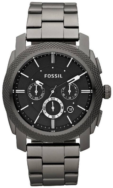 Fossil Machine Chronograph Black Dial Grey Steel Strap Watch for Men - FS4662