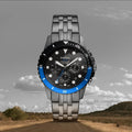 Fossil FB-01 Chronograph Black Dial Grey Steel Strap Watch for Men - FS5835