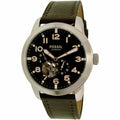 Fossil Pilot 54 Automatic Black Dial Brown Leather Strap Watch for Men - ME3118
