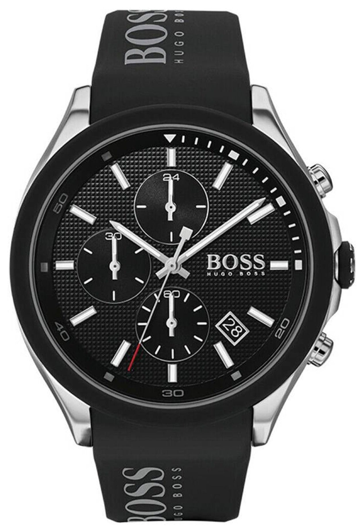 Hugo Boss Velocity Black Dial Black Leather Strap Watch for Men - 1513716