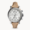 Fossil Boyfriend Chronograph White Dial Brown Leather Strap Watch for Women - ES3625