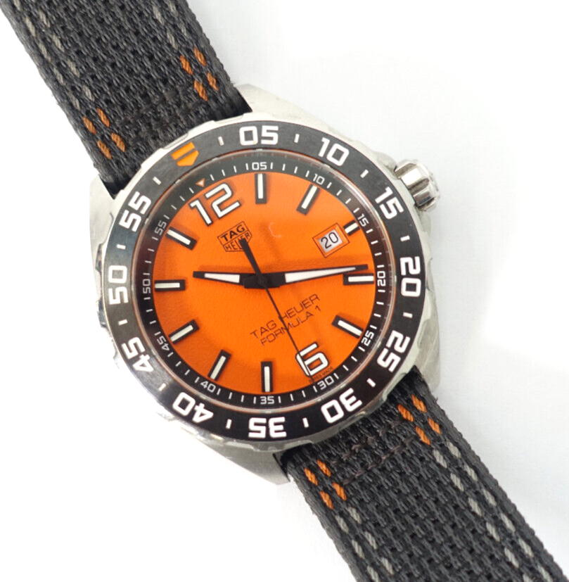 Tag Heuer Formula 1 Quartz Orange Dial Black Nylon Strap Watch for Men - WAZ101A.FC8305