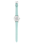 Emporio Armani Gianni T Bar Analog Crystals Silver Dial Blue Leather Strap Watch For Women - AR11443