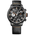 Tommy Hilfiger Trent Multifunction Black Dial Black Leather Strap Watch for Men - 1791136