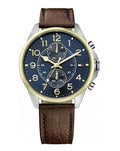 Tommy Hilfiger Dean Multifunctional Blue Dial Brown Leather Strap Watch for Men - 1791275