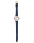 Emporio Armani Gianni T-Bar Analog Mother of Pearl Dial Blue Leather Strap Watch For Women - AR11468