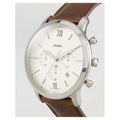 Fossil Neutra Chronograph White Dial Brown Leather Strap Watch for Men - FS5380