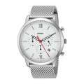 Fossil Neutra Chronograph White Dial Silver Mesh Bracelet Watch for Men - FS5382