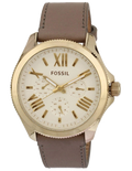 Fossil Cecile Champagne Dial Grey Leather Strap Watch for Women - AM4529