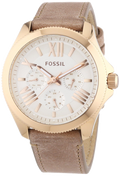 Fossil Cecile White Dial Beige Leather Strap Watch for Women - AM4532