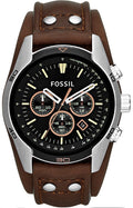 Fossil Coachman Chronograph Black Dial Brown Leather Strap Watch for Men - CH2891