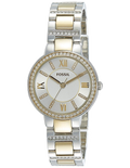 Fossil Virginia Silver Dial Two Tone Steel Strap Watch for Women - ES3503