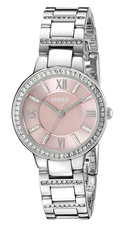 Fossil Virginia Pink Dial Silver Steel Strap Watch for Women - ES3504