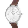 Fossil Jacqueline White Dial Brown Leather Strap Watch for Women - ES3708