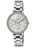 Fossil Jacqueline Multi-Function Mother of Pearl Dial Silver Steel Strap Watch for Women - ES3755