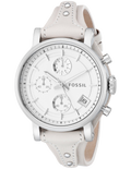 Fossil Boyfriend White Dial Beige Leather Strap Watch for Women - ES3811