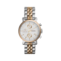 Fossil Boyfriend Chronograph White Dial Two Tone Steel Strap Watch for Women - ES3840