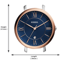 Fossil Jacqueline Three Hand Date Luggage Blue Dial Brown Leather Strap Watch for Women - ES4274