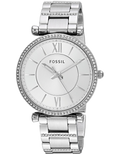 Fossil Carlie Silver Dial Silver Steel Strap Watch for Women - ES4341