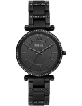 Fossil Carlie Black Dial Black Steel Strap Watch for Women - ES4488