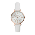 Fossil Jacqueline Quartz Mother of Pearl White Dial White Leather Strap Watch for Women - ES4579