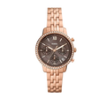 Fossil Neutra Chronograph Mother of Pearl Brown Dial Rose Gold Steel Strap Watch for Women - ES5218