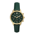 Fossil Neutra Chronograph Green Dial Green Leather Strap Watch for Women - ES5239