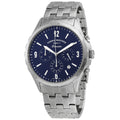 Fossil Forrester Chronograph Blue Dial Silver Steel Strap Watch for Men - FS5605
