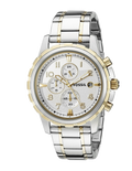 Fossil Dean Chronograph White Dial Silver Steel Strap Watch for Men - FS4795