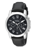 Fossil Grant Chronograph Black Dial Black Leather Strap Watch for Men - FS4812