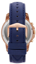 Fossil Grant Chronograph Blue Dial Blue Leather Strap Watch for Men - FS4835