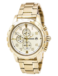 Fossil Dean Chronograph Champagne Dial Gold Steel Strap Watch for Men - FS4867