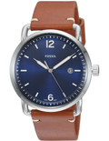 Fossil Commuter Blue Dial Blue Leather Strap Watch for Men - FS5325