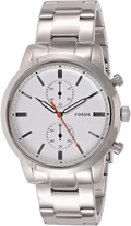 Fossil Townsman White Dial Silver Steel Strap Watch for Men - FS5346