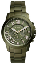 Fossil Grant Chronograph Olive Green Dial Green Steel Strap Watch for Men - FS5375