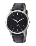 Fossil The Minimalist Three Hand Black Dial Black Leather Strap Watch for Men - FS5398