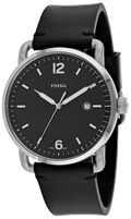 Fossil The Commuter Black Dial Black Leather Strap Watch for Men - FS5406