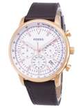 Fossil Goodwin Chronograph White Dial Brown Leather Strap Watch for Men - FS5415