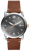 Fossil Commuter Grey Dial Brown Leather Strap Watch for Men - FS5417