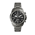 Fossil Bronson Chronograph Black Dial Grey Steel Strap Watch for Men - FS5852