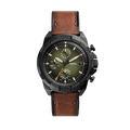 Fossil Bronson Chronograph Black Dial Brown Leather Strap Watch for Men - FS5856