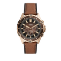 Fossil Garrett Chronograph Brown Dial Brown Leather Strap Watch for Men - FS5867
