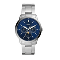 Fossil Neutra Minimalist Moonphase Blue Dial Silver Steel Strap Watch for Men - FS5907